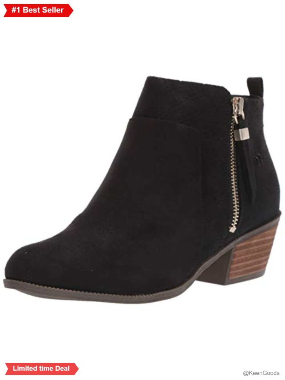 Womens Microfiber Ankle Bootie Almond Toe Block Heel Comfort